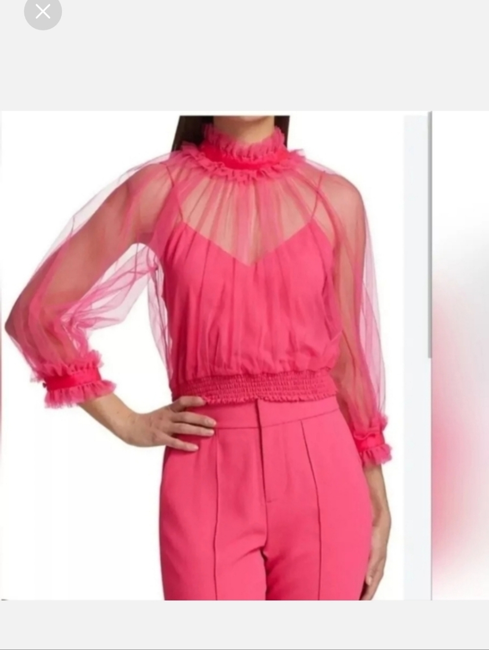 Alice + Olivia Alexia Ruffled Sheer Blouse in Pink Size  XS NWOT - Picture 9 of 12